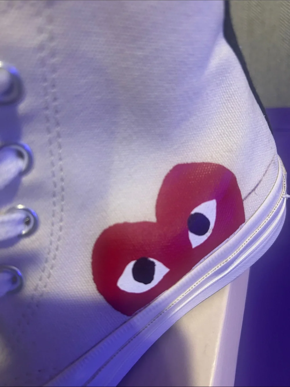 Converse Cream High-Top Sneakers with Red Heart Graphic